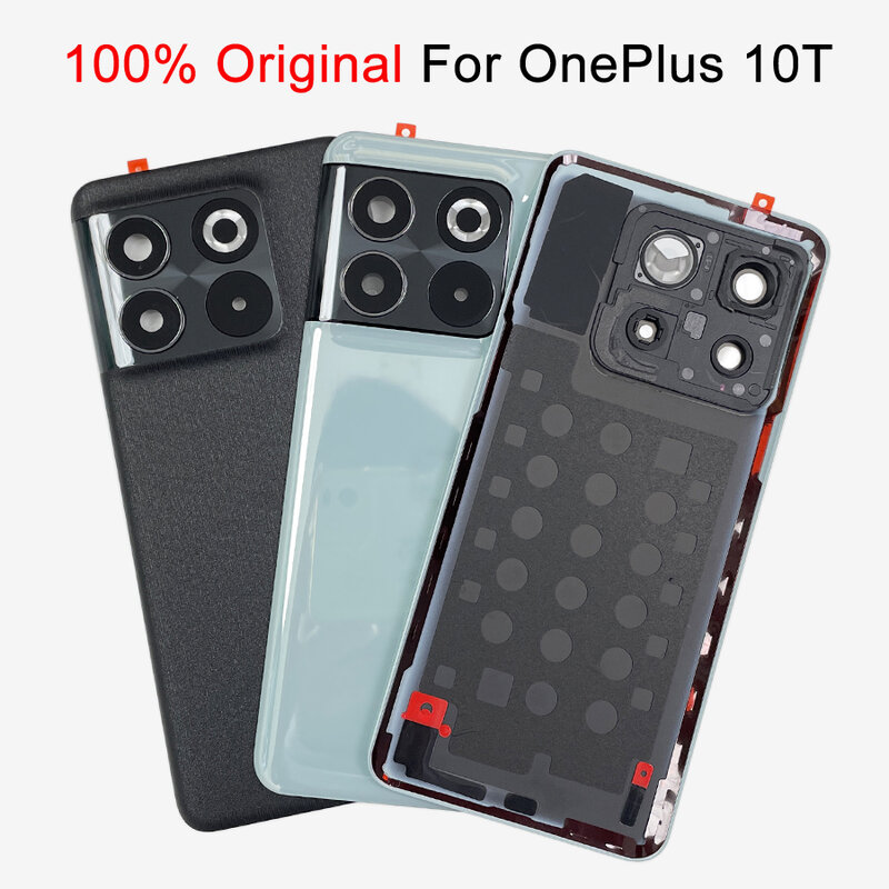 A+++ New For Oneplus 10T CPH2415 Back Battery Cover With Camera Frame Rear Battery Glass Door Housing Case Repair Replace