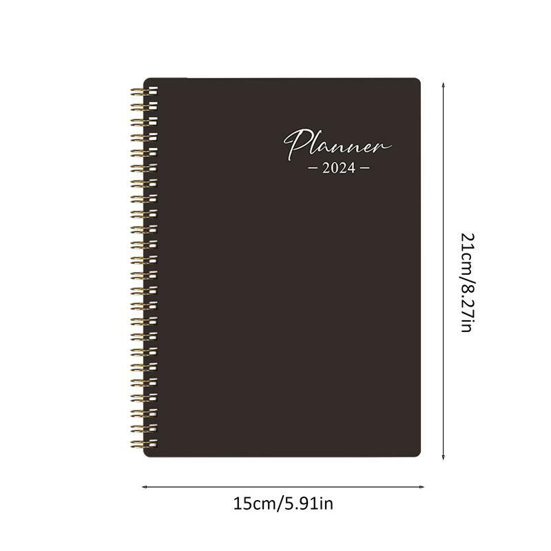 Planner Spiral Bound Coil Diary Books Hard Cover 2024 Planner Multifunctional Flexible Organizer Notebook Planner 2024 Pocket