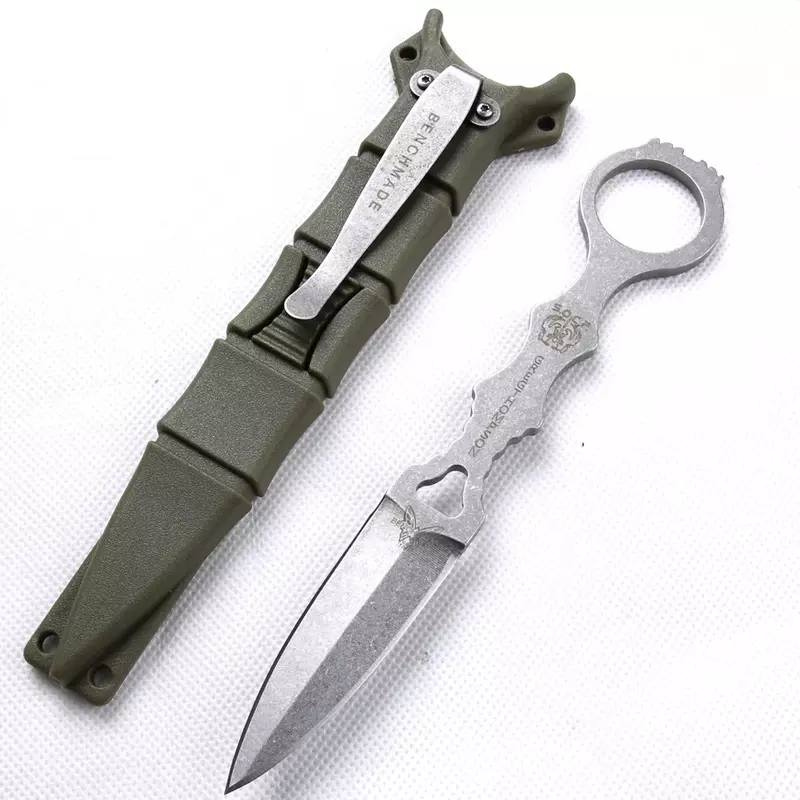 Cuchillo de hoja fija para exteriores, herramienta EDC de supervivencia, táctica, recta, para acampar y cazar, BENCHMADE 176