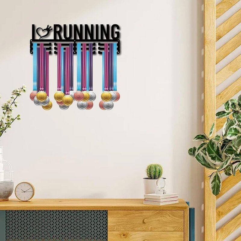 Porte-médaille de course à pied, cintre en noix de coco, présentoir, support mural, décoration, coureurs, athlète, coureur sportif, badge médaillé à la maison