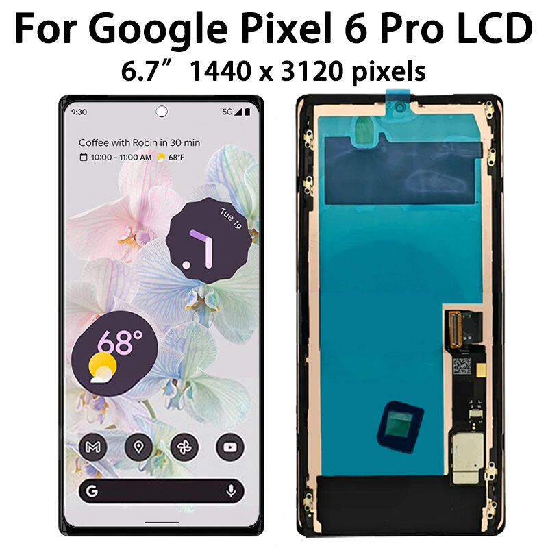 Pantalla LCD Super AMOLED, digitalizador táctil para Google Pixel 6 Pro, 6 Pro, G8VOU, piezas de reparación