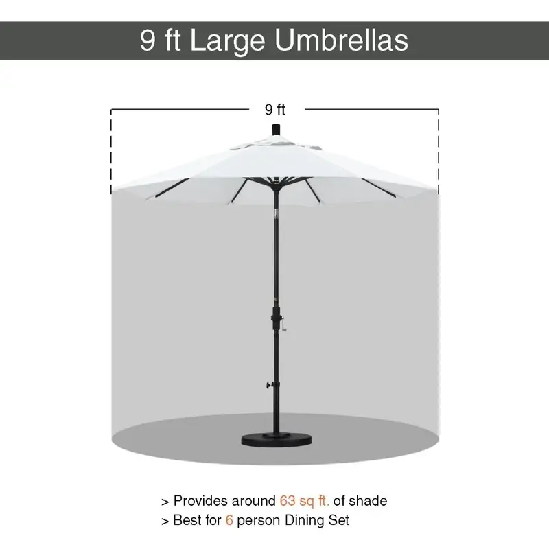 Califórnia-grande guarda-chuva redondo para a praia, feito de fibra de vidro, que é muito bom para o mercado, 9 polegadas