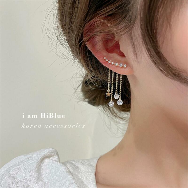 트렌디한 한국 스타일 로맨틱 댕글 귀걸이, 귀여운 여성 기하학 하트 귀걸이, 펑크 주얼리 파티 특이한 귀걸이, 1-6 개