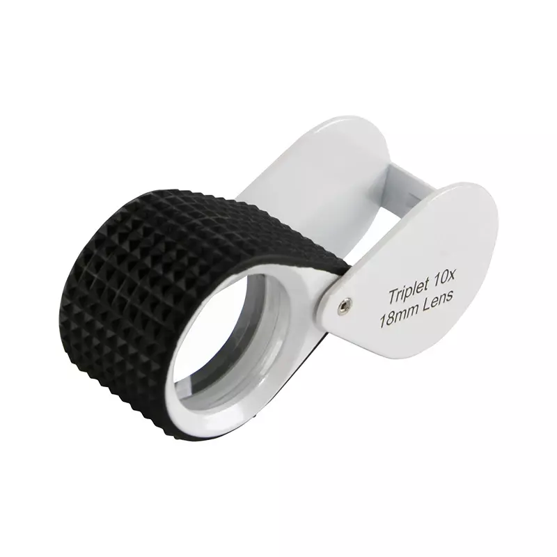 10x Diamond Loupes 18mm Optic lens Mini FoldingMagnifer Jewelers Triplet Loupe with Rubber Grip