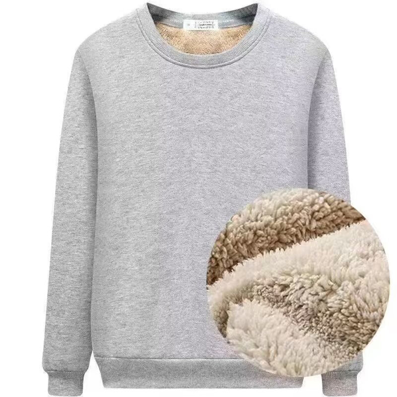 Winter Men's Warm Fleece Lined T Shirt Thick O Neck Solid Color Pullover Sweatshirt Thermal Underwear Long Sleeve Tops Clothing
