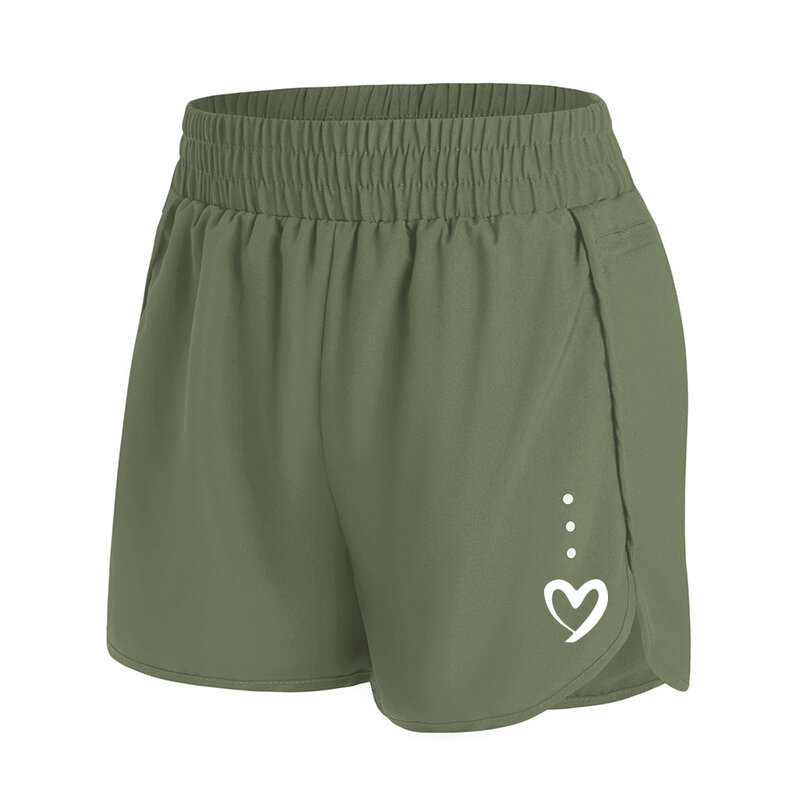 Женские шорты, популярные летние повседневные короткие брюки с принтом в виде сердечек, женские спортивные шорты в четырех точках