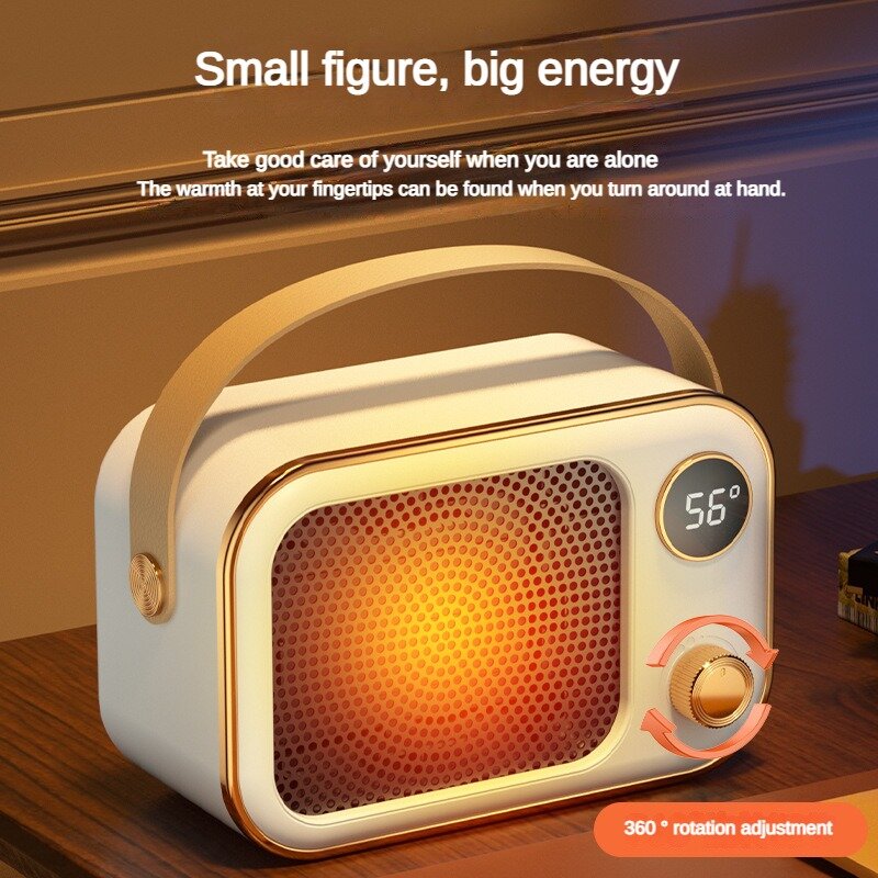 Two-gear adjustable electric heater with strong warm air heater softly warms the household intelligent desktop heater.