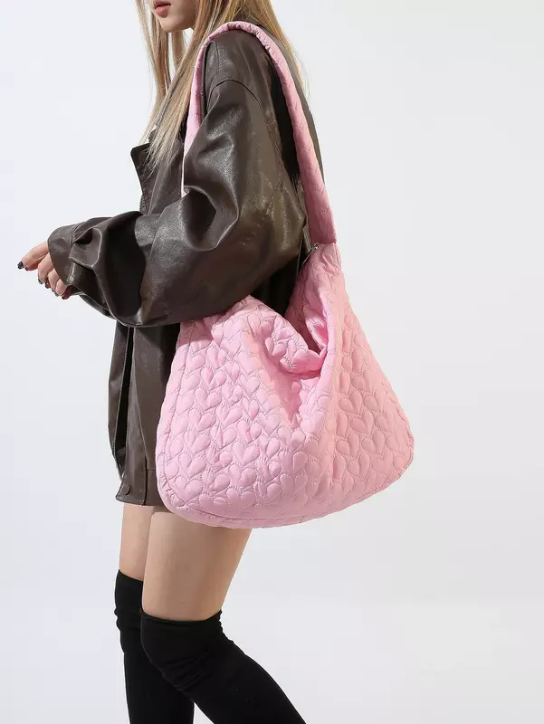 DE4 rekreacyjna i modna walentynkowa torebka damska modna pikowane torby na ramię bawełniana odzież Mini chmura