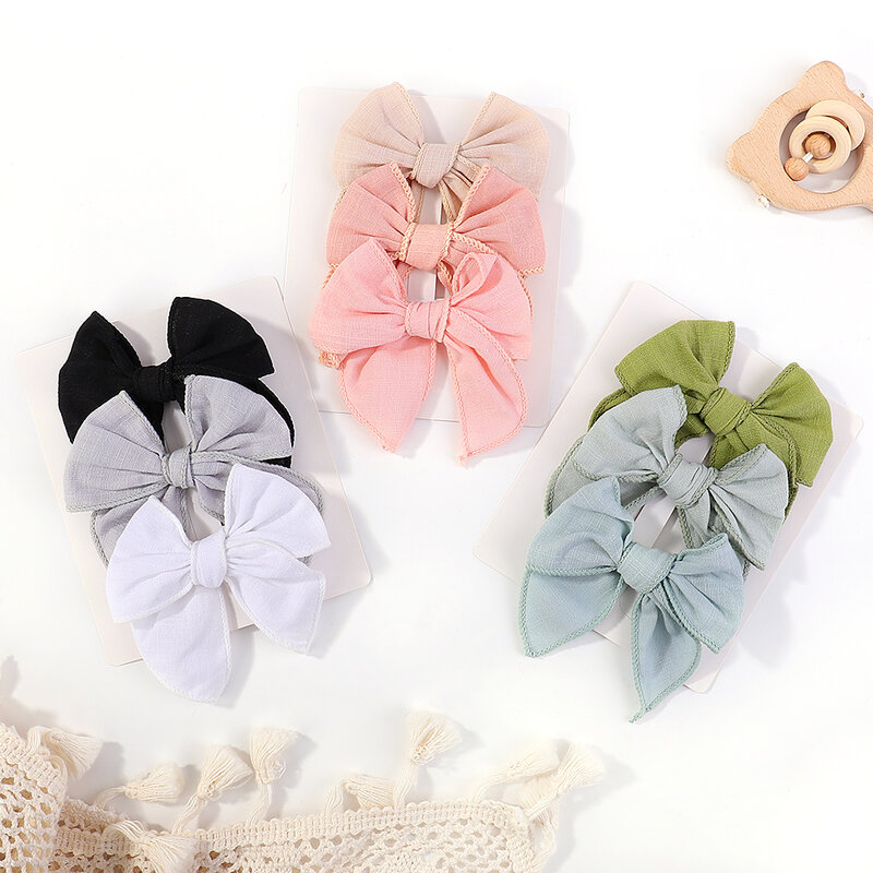 3Pcs/Set Baby Solid Colors Hair Clip Bowknot with Clips New Handmade Hairpin Barrettes Girls Headwear Kids Cute Hair Accessories