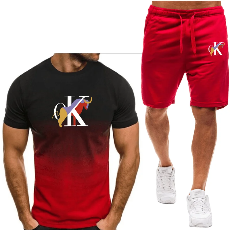 T-shirt et pantalon sportifs pour hommes, costume de jogging décontracté, ensemble deux pièces pour hommes, mode estivale, 2024