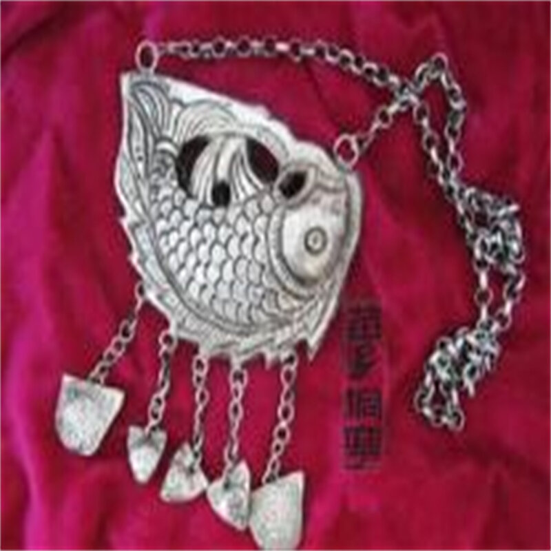 Miao Индивидуальные ювелирные изделия ручной работы Miao серебряный кулон ожерелье плоская рыба мать