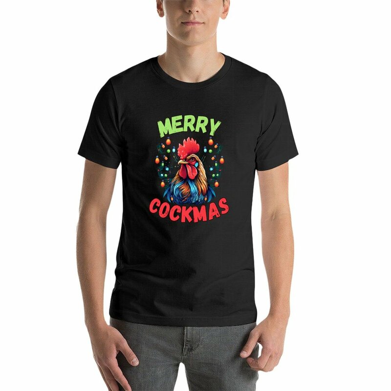 Camiseta gráfica Feliz Natal masculina, roupa casual, elegante, feliz Natal