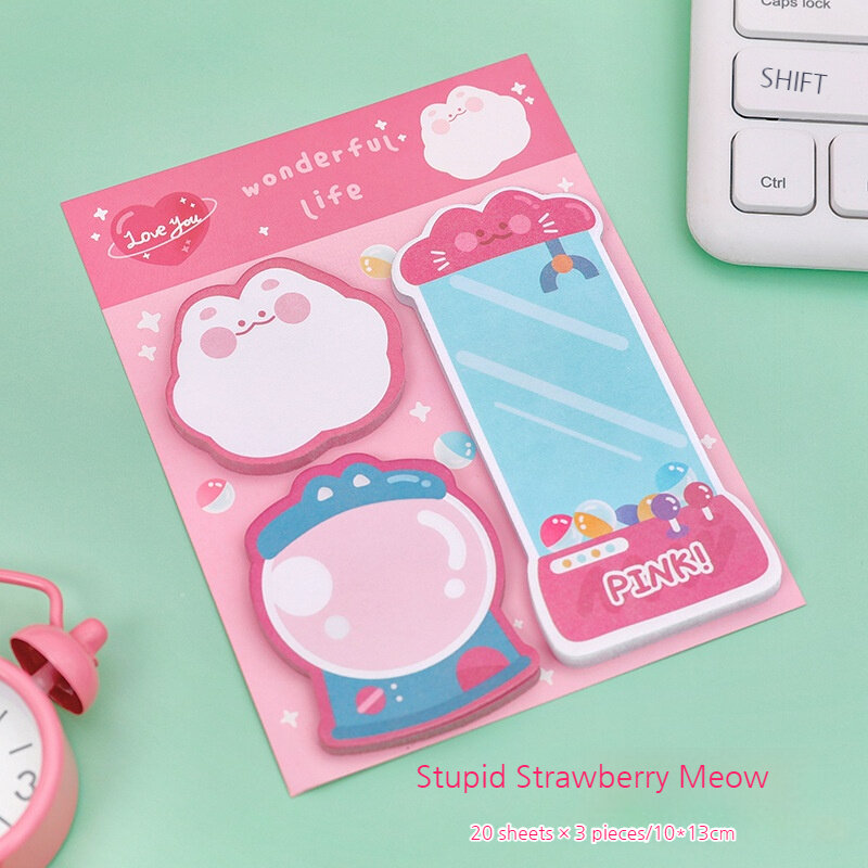 60sheets Cute Sticky Notes Cartoon Dog Cat Rabbit Bear  Memo Pad Combinatorial Stikers Notepad School Office Stationery Supplies