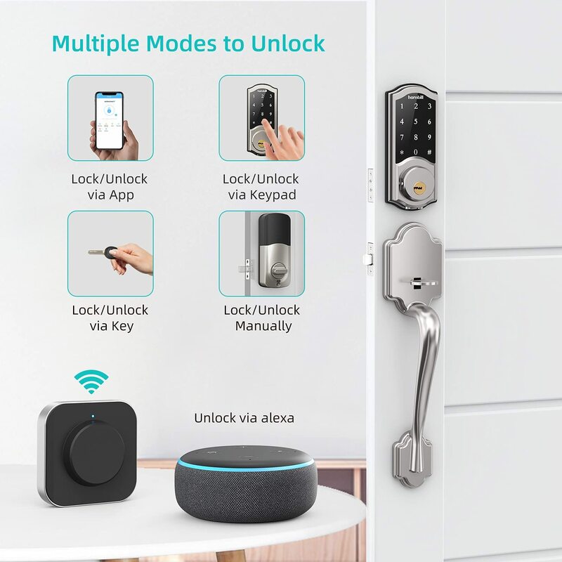 Hornbill kunci pintu Cerdas WiFi elektronik, kunci pintu cerdas dengan kata sandi Bluetooth, kunci MASUK TANPA kunci untuk TTlock, kunci rumah aman