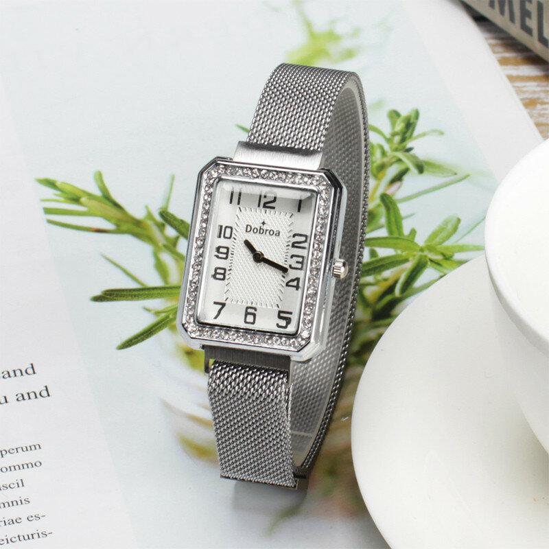 Jam tangan Quartz jam tangan wanita High-End biru kaca hidup tahan air jam tangan wanita terhormat jam tangan wanita persegi bercahaya &㎡ 26,계