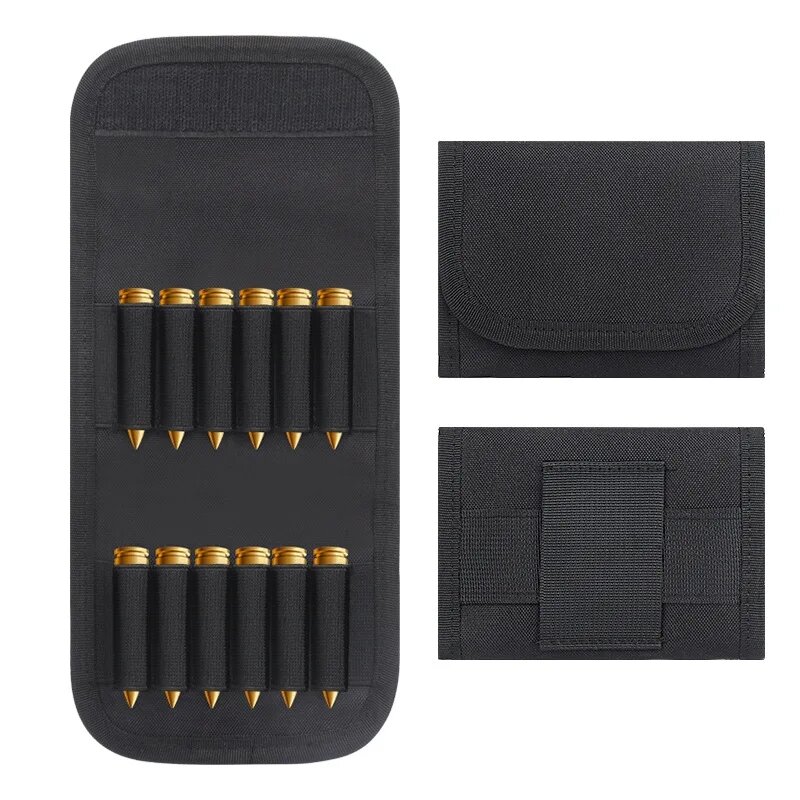 Tactical Foldable Ammo Pouch Cartridge Carrier 12 Round Rifle Shells Cartridge Carrier Case Molle Ammo Bag Hunting Bullet Holder