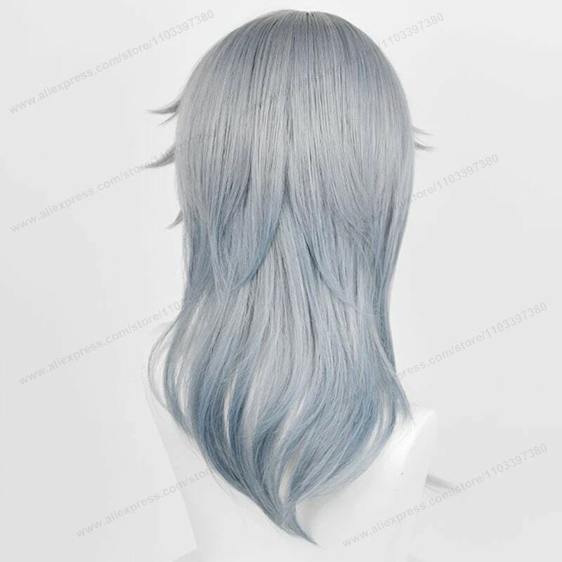Honkai:Star Rail Friday Cosplay Wig, cabelo gradiente azul cinza, anime HSR, perucas sintéticas resistentes ao calor, 52cm