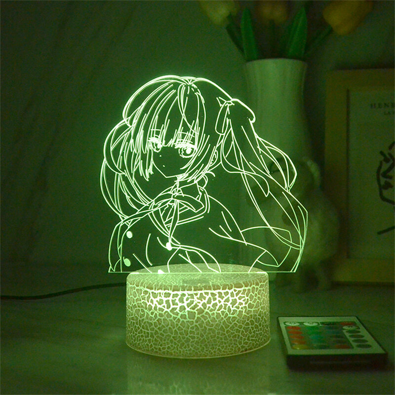3D Illusion Night Light Anime Girls lampada Led pannello acrilico luci per la decorazione della camera da letto luce notturna da tavolo 7/16 colori cambiano regali