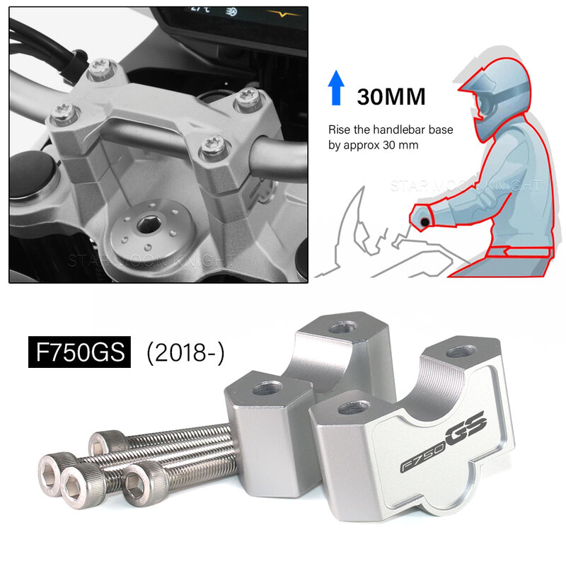 Dla BMW F750GS F 750 GS F750 GS 2018- 2022 2021 uchwyt Riser Clamp kierownica CNC podnoszenie przedłużenie adaptera góra wysokość 30MM