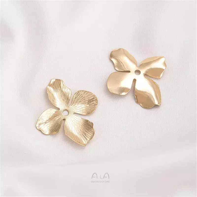 14K placcato oro reale fatto a mano stame petalo fiore pezzo Bead Cap gioielli fatti a mano fai da te orecchino materiale porta fiori accessori