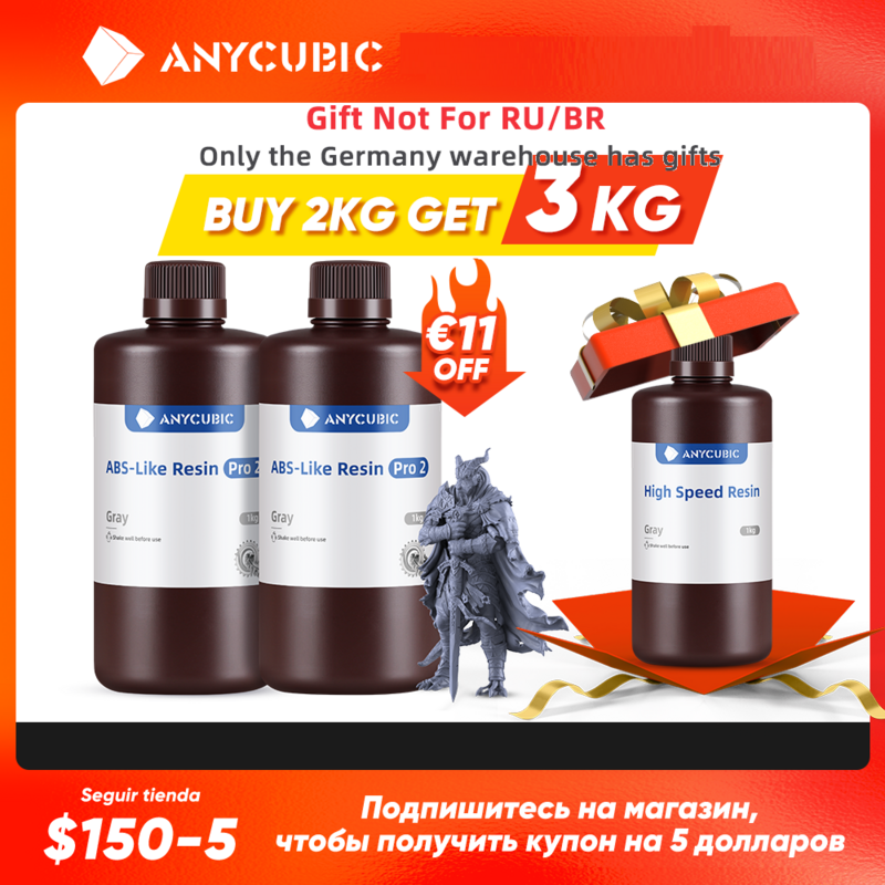 ANYCUBIC ABS Pro 2 Resin 405nm Photosensitive Polyresin High Precision with Minimal Shrinkage for LCD 3D Printer