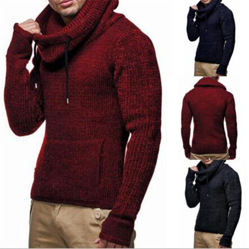 Sweter Baru Pria Serut Turtleneck Sweter Rajutan Tidak Teratur Hem Pria Kasual Slim Fit Ukuran Besar 3XL Pullover Tarik Homme