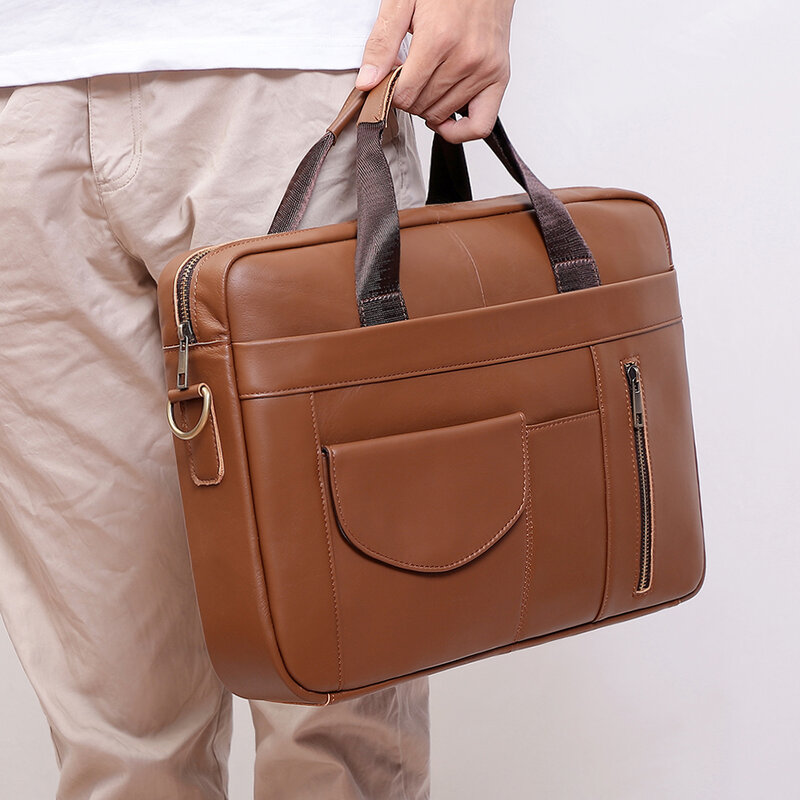 Leder handtasche Nische Herren tasche große Kapazität High-End-Umhängetasche iPad Tasche Rindsleder Aktentasche für Männer