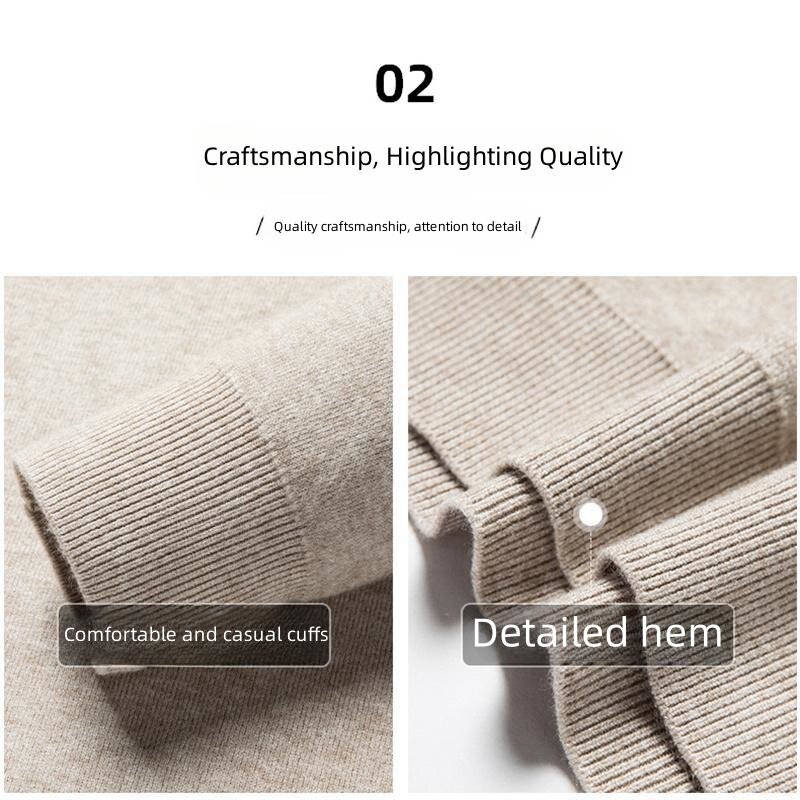 2023 Men's Cashmere Sweater Half Turtleneck Men Sweaters Knit Pullovers For Male Youth Slim Knitwear Man Sweater Men's Clothing