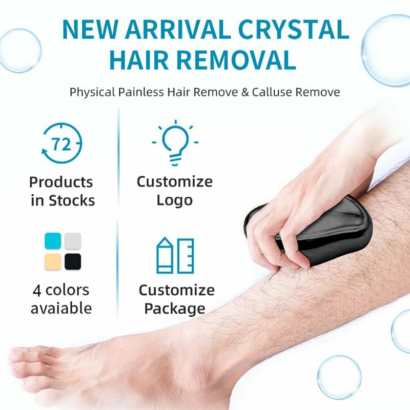 Crystal Hair Eraser para mulheres e homens, removedor de cabelo de vidro reutilizável, Magic Depilator, esfoliação indolor