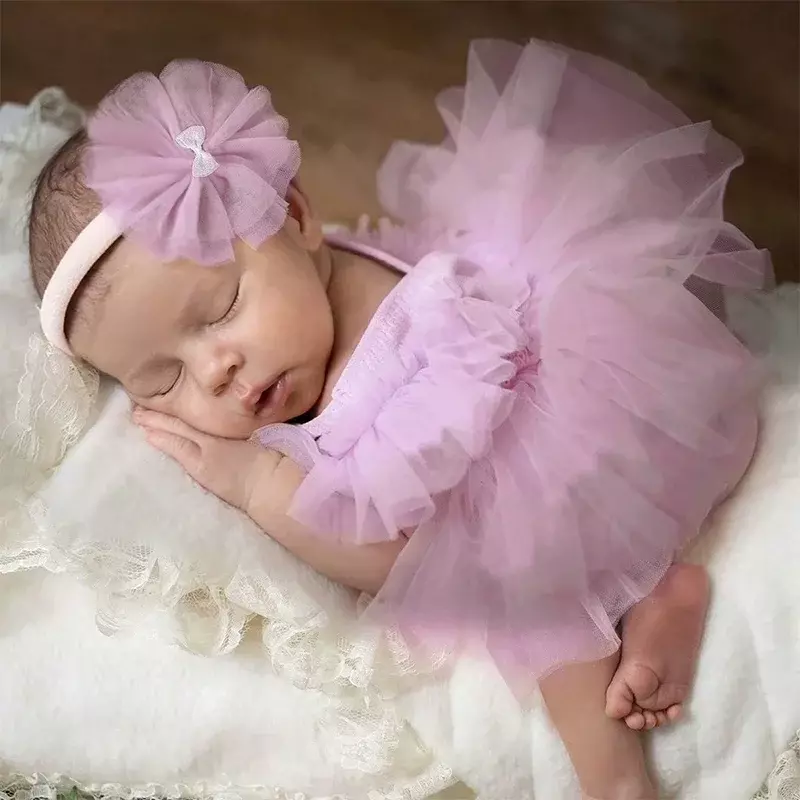 Topi properti fotografi bayi, Romper renda bayi, pakaian fotografi anak perempuan, kostum pemotretan