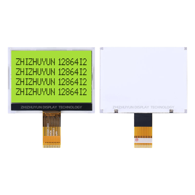 Módulo LCD de letras pretas âmbar, Matrix Display LCD, comunicação serial, COG12864I2, 12864 Cog, 53mm * 40mm