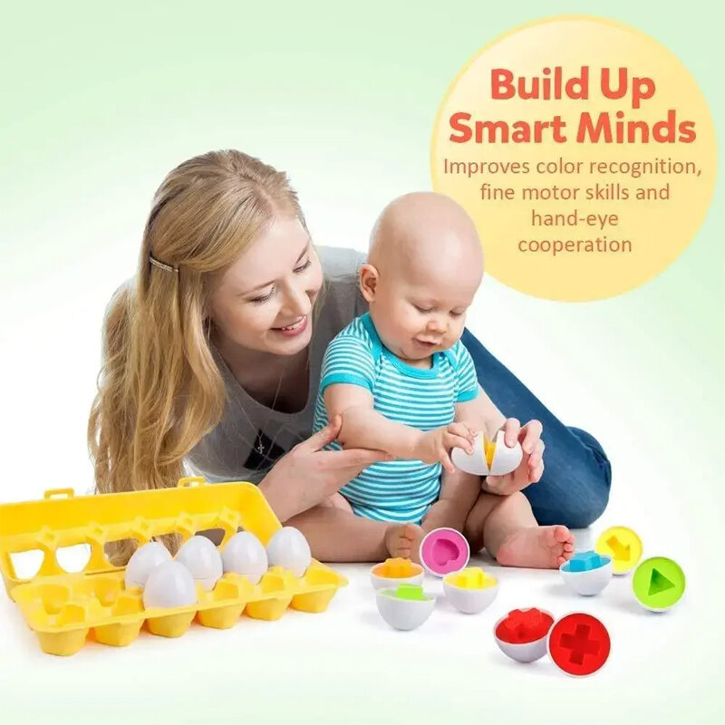 Детские умные яйца Монтессори Обучающие игрушки сенсорные пасхальные яйца цыплята цвета формы сортировщик для детей от 2 до 4 лет