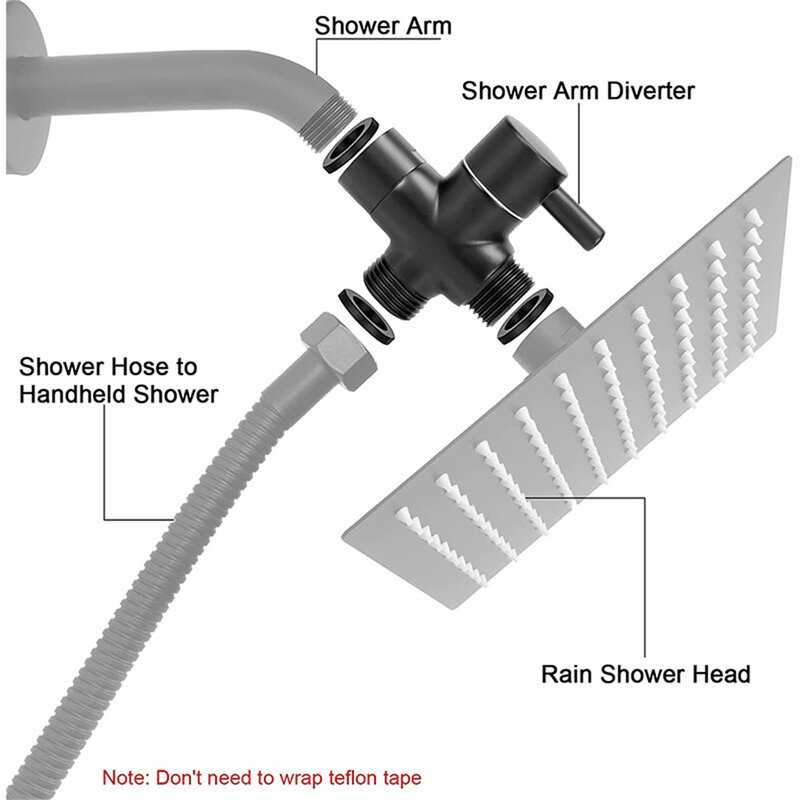 Válvula de conversão de torneira multifuncional, desviador de latão, conversor T-adaptador para chuveiro, G1, 2 ", 3 vias, acessórios de chuveiro