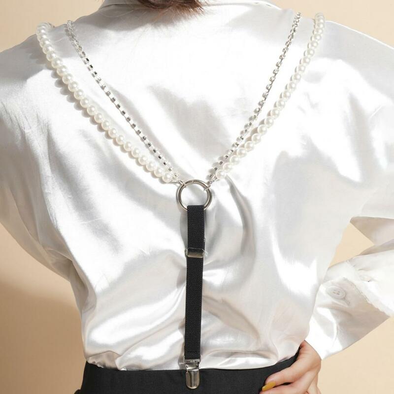 Cintura con bretelle da donna cintura con bretelle in ecopelle con strass per donna con cinturino posteriore con Clip elastica regolabile a bocca d'anatra