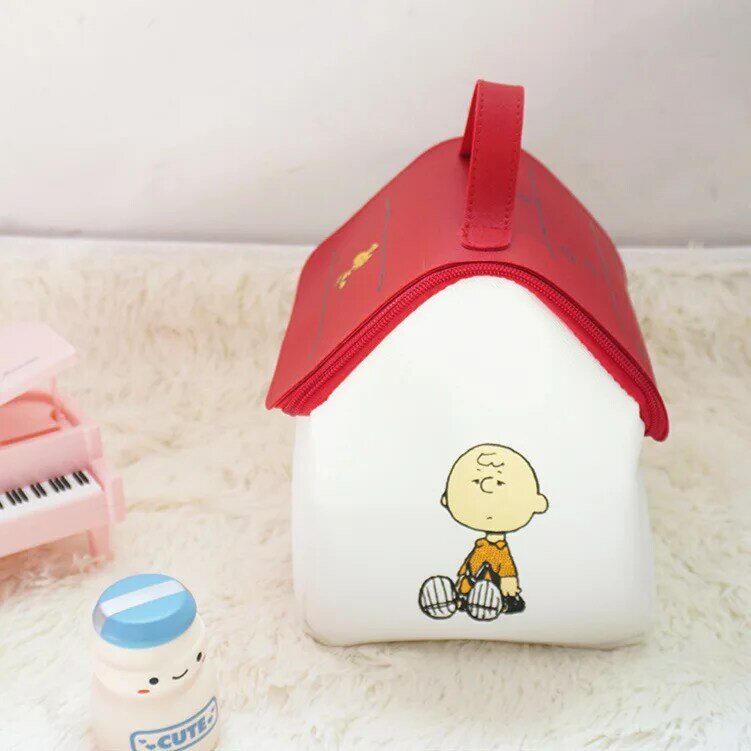 Bolsa de maquillaje de dibujos animados Snoopy, bolsa de aseo de gran capacidad, estilo de modelado de Casa Snoopy, revista japonesa, apéndice