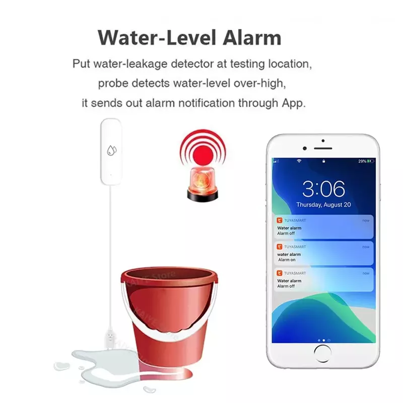 Tuya WiFi/Zigbee sensore di perdite d'acqua rilevatore di perdite d'acqua di inondazione allarme Smart Life App monitoraggio remoto rilevatore di perdite d'acqua domestica