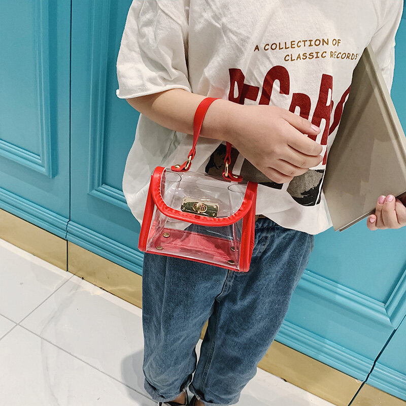 Новая корейская детская сумка весна-лето новая сумка через плечо популярная цветная прозрачная простая сумка-мессенджер для девочек