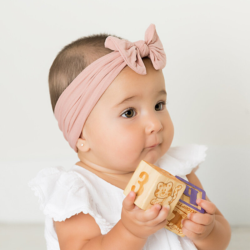 One Size Newborn Bow Headwrap Baby Girl Headband Nylon Bow Knot Baby Hair Band Infant Hair Elastic Turban Kids Hair Accessories