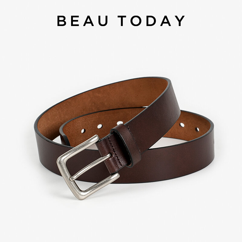 BeauToday Retro Belts Women's Genuine Cow Leather Solid Color Buckle High Quality Ladies Accessories Waistband Handmade 91083