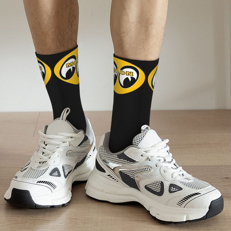 Mooneyes Moon Equipped Classic Logo cosy Unisex Socks,Running Happy 3D printing Socks,Street Style Crazy Sock