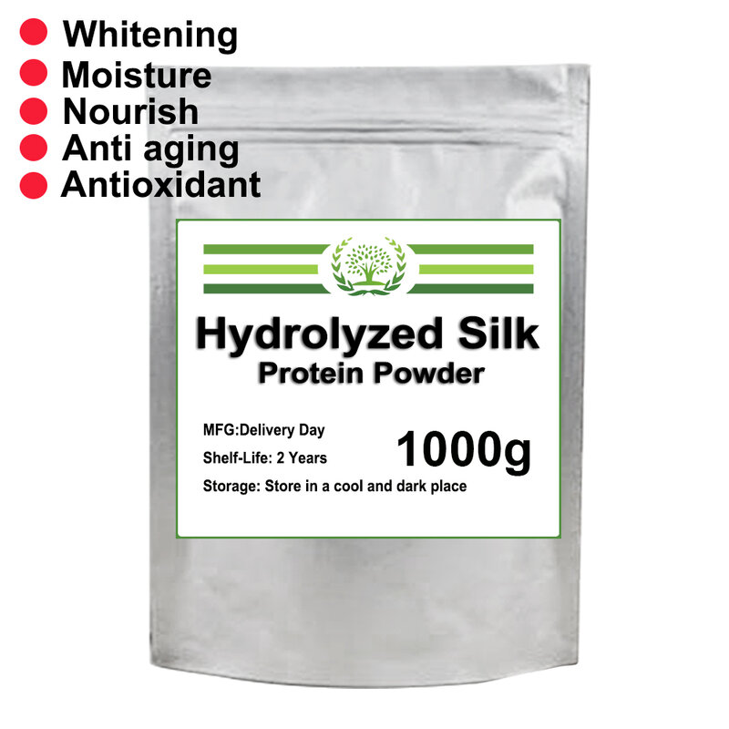 Polvo de proteína de seda hidrolizada, polvo de aminoácido, blanqueamiento profundo, hidratante y materias primas antienvejecimiento, superventas