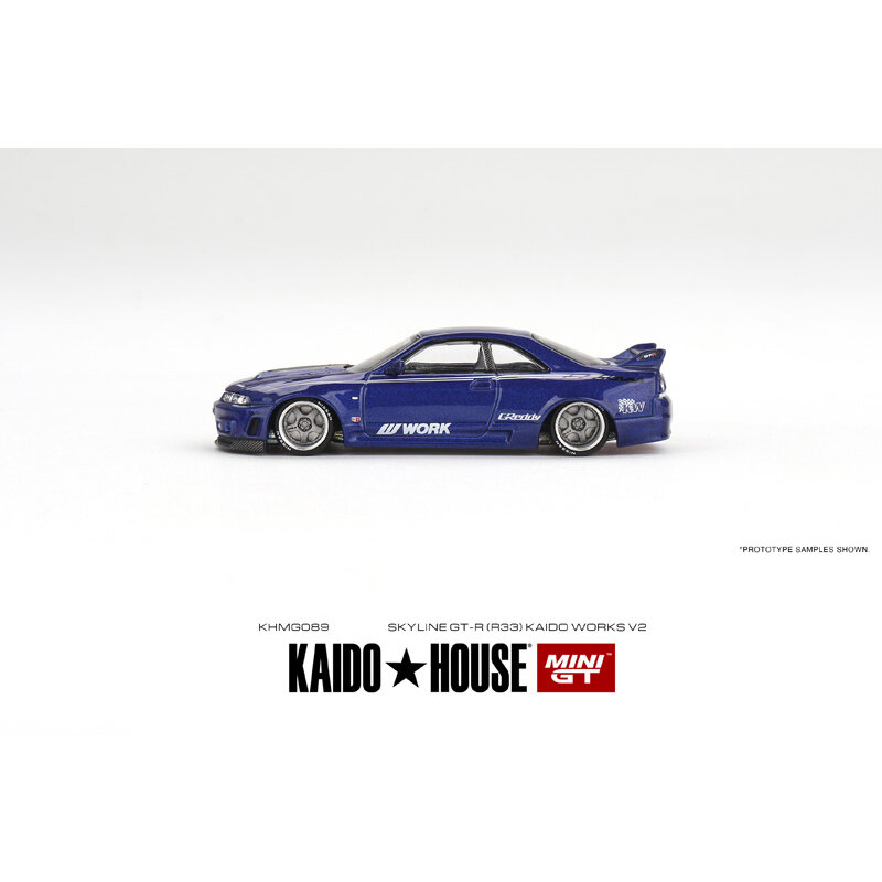 MINIGT KHMG089 1:64 Skyline GTR R33 Openable Hood Diorama Car Model Collection Miniature Kaido House