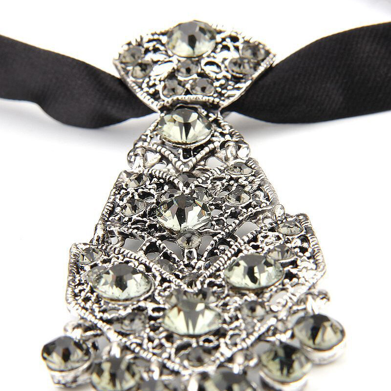 Corbata de diamantes de imitación de Metal para hombres y mujeres, vestido de fiesta de boda, anfitrión en un collar de cóctel, corbata, accesorios de joyería de moda