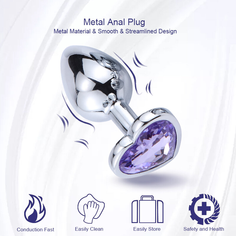Plug anale cuore 3 dimensioni spina anale in cristallo in acciaio inossidabile Plug anale rimovibile stimolatore giocattoli del sesso anale massaggiatore prostatico Dildo