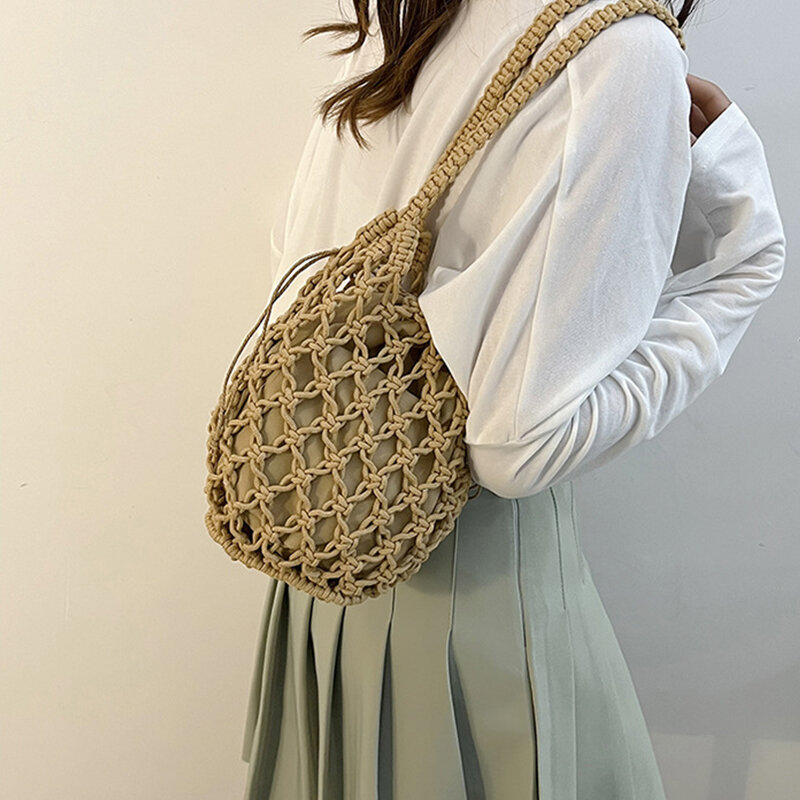 Женская маленькая сумка через плечо в богемном стиле, Повседневная дорожная женская сумка, сумка-шоппер на шнурке, пляжная сумка-тоут