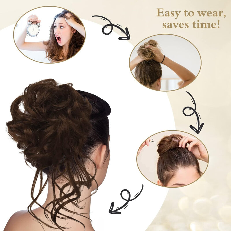 Rommelige Synthetische Extensions Voor Krullende Golvende Updo Bun Met Elastische Haarband Voor Vrouwen Perfecte Haarstukaccessoires Voor Dagelijks Gebruik