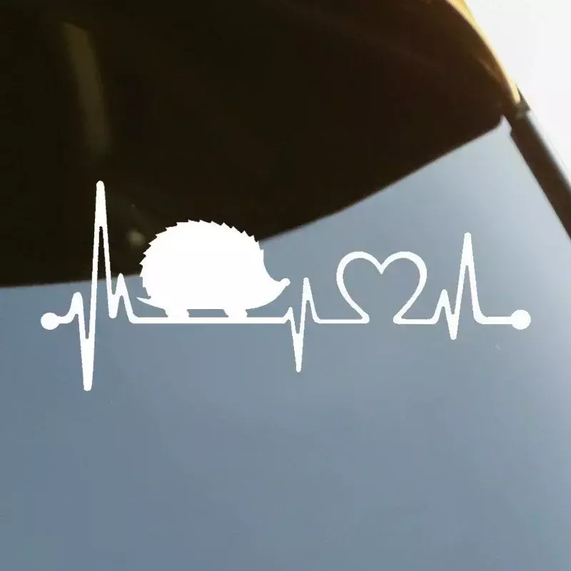 Naklejka samochodowa jeż z wycięciem bicia serca winylowa tablica naścienna wodoodporne automatyczne dekory na tylnej szybie zderzaka karoseria, 20CM