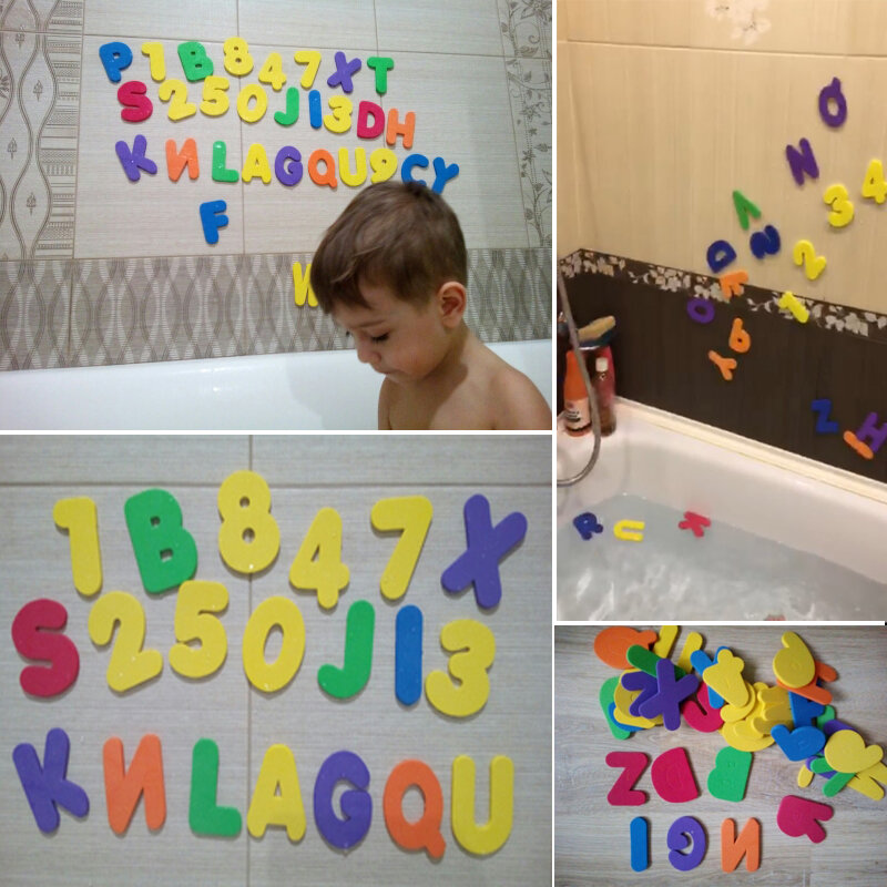 36 pz/set alfanumerico lettera Puzzle giocattoli da bagno per bambini Soft EVA bambini giocattoli per l'acqua del bambino per il bagno giocattolo di aspirazione educativo precoce