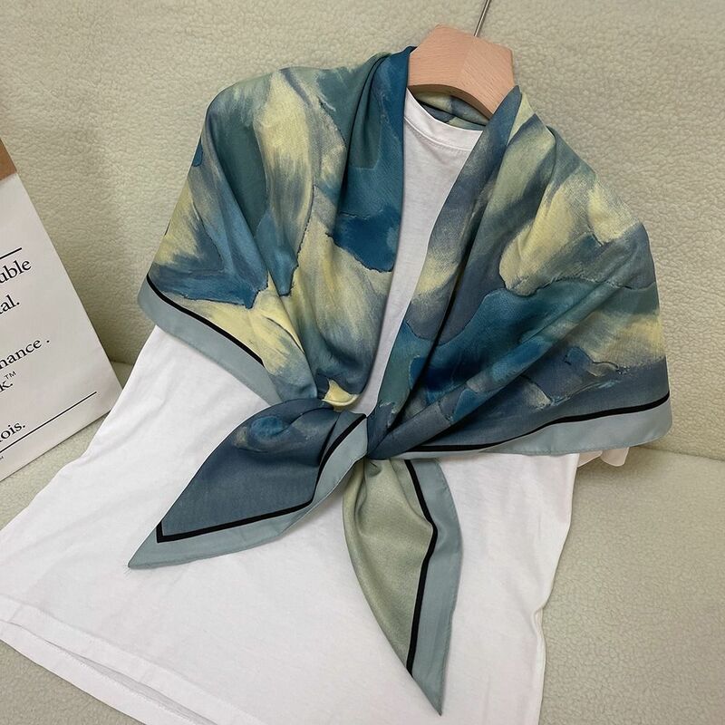 Schal Sonnenschutz Schal Tinte waschen Druck Nachahmung Seide für Frauen weibliches Kopftuch quadratisches Schal Kopftuch Frauen Seiden schal