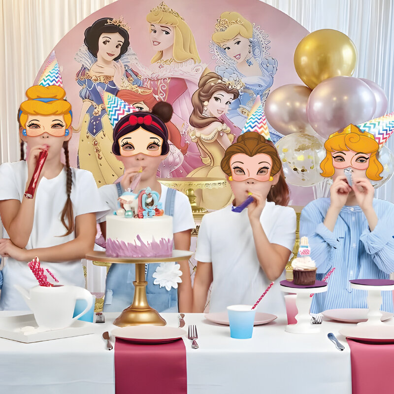مجموعة ديكورات حفلات قناع الأميرات من ديزني ، هدية عيد ميلاد ، إكسسوارات الهالويون الرائعة ، زخرفة المفضلة للفتيات ، 12 في المجموعة